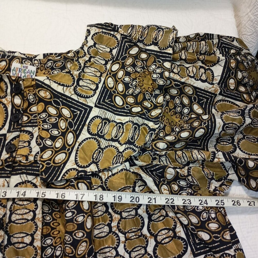 The African Village Multicolor Button-Front Short Sleeve Tunic Dress 100% Cotton - Picture 11 of 12